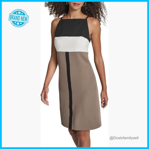 Sleeveless Square Neck Sheath Dress Elegant Minimal Chic Versatile Stretch